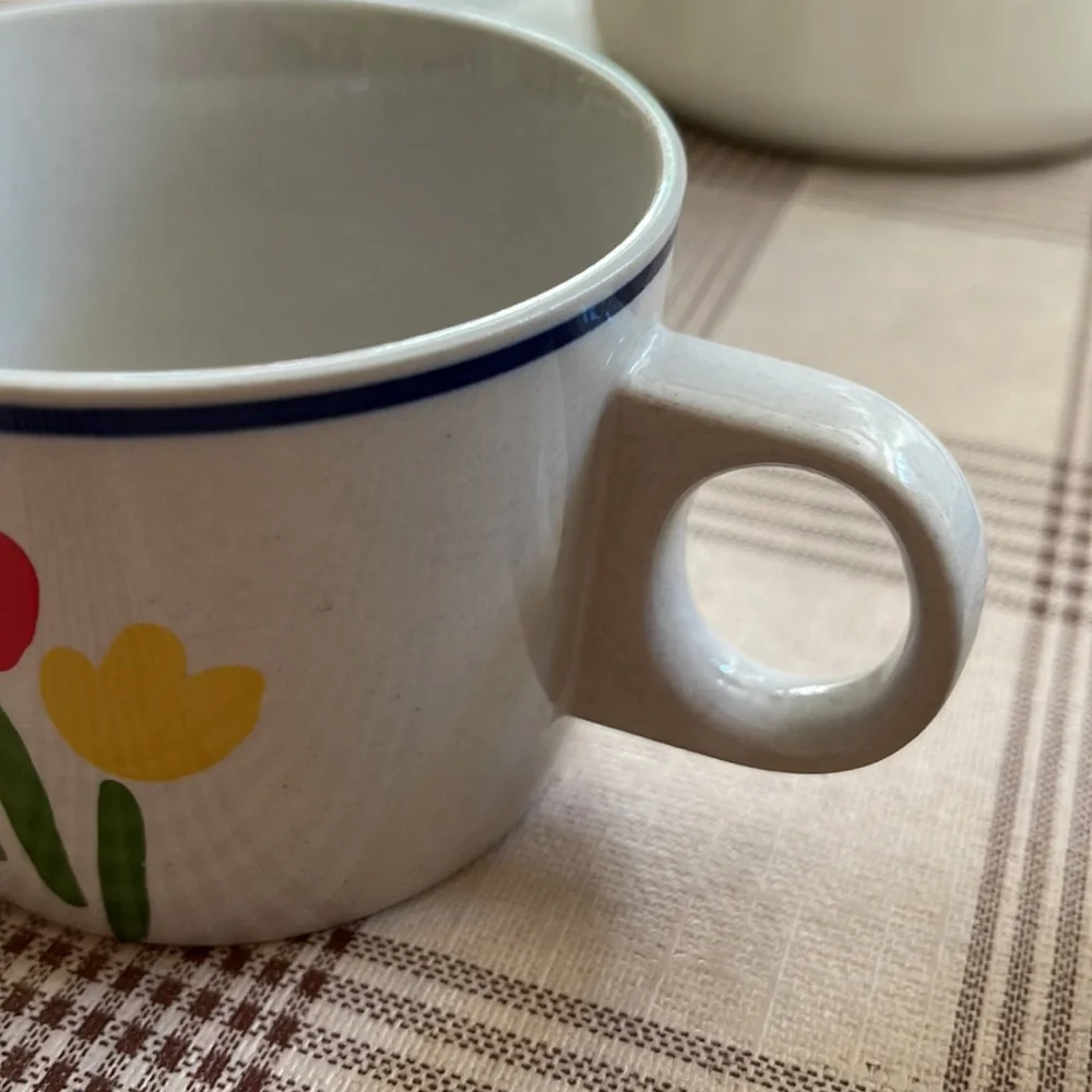 Newcor VTG Stoneware Tea Cups Japan Tulip Set of 3 Multicolor